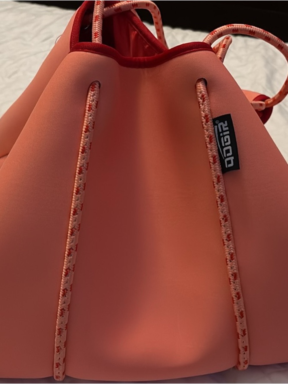 Neoprene Coral Drawstring Tote